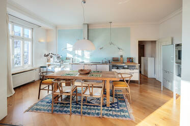 Period apartment with open-plan living and dining area