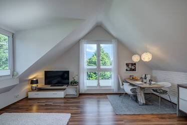 Modern attic apartment with designer bathroom